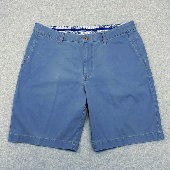 Tommy Bahama Chino Short Mens 38 Blue Flat Front Zip Fly Button Stretch Straight - Picture 1 of 11